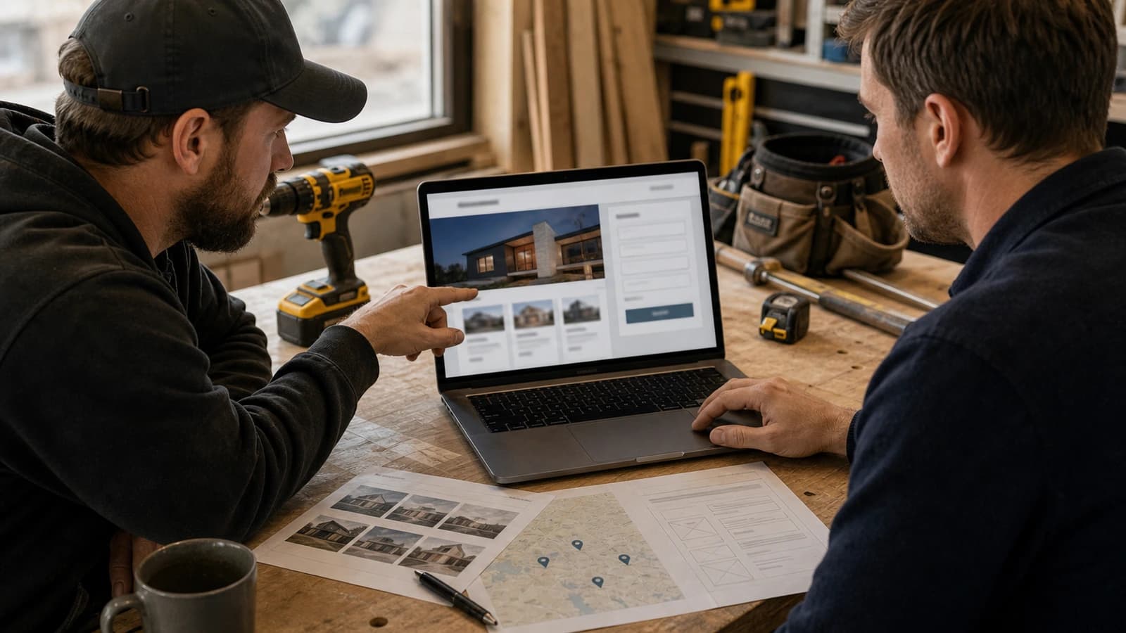 Project photos on a website for trades business with before and after