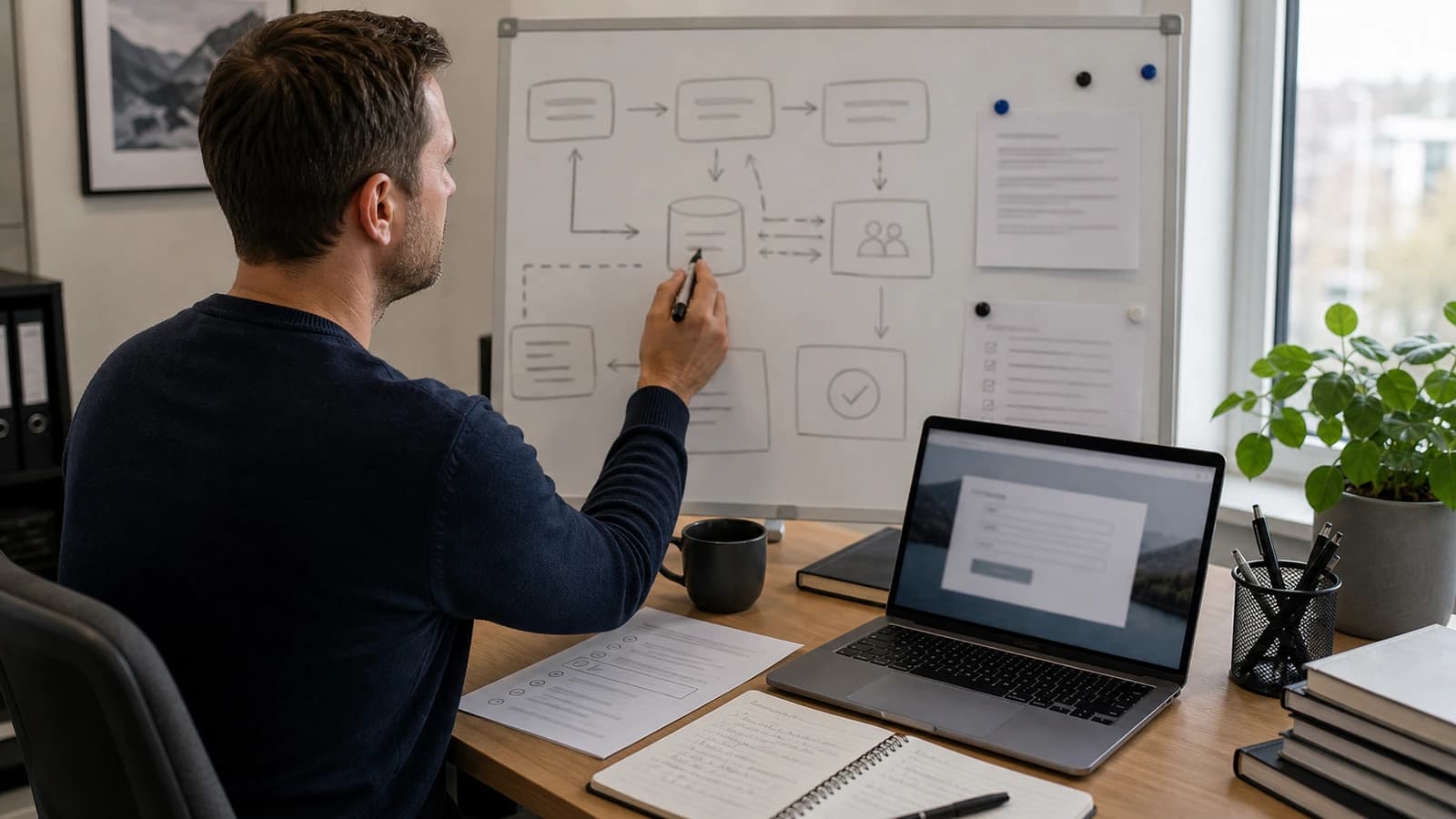 Developer mapping personal data flow from contact form, analytics, newsletter and CRM